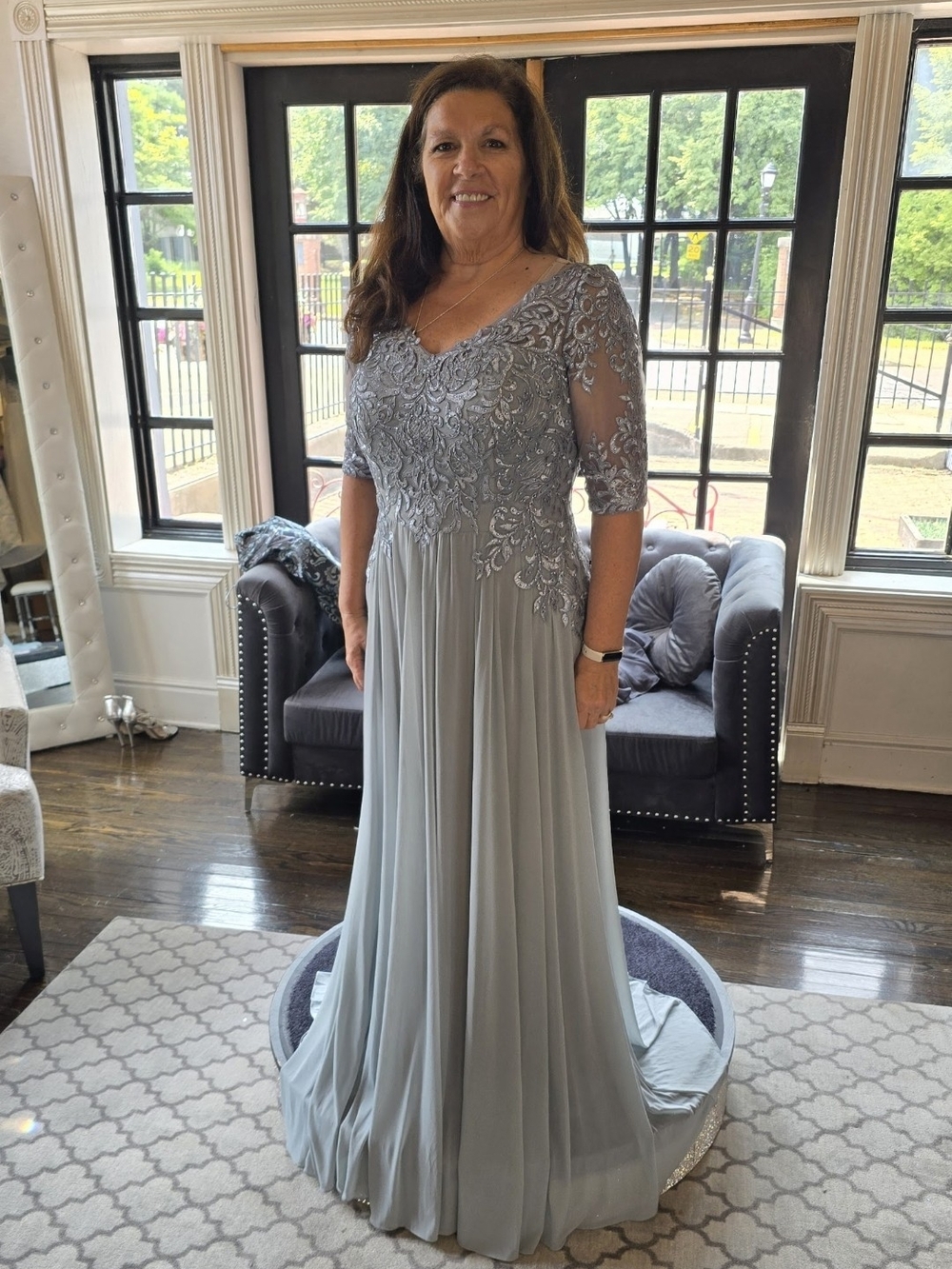 Mother Of The Bride/Groom Embroidered Lace Bodice.